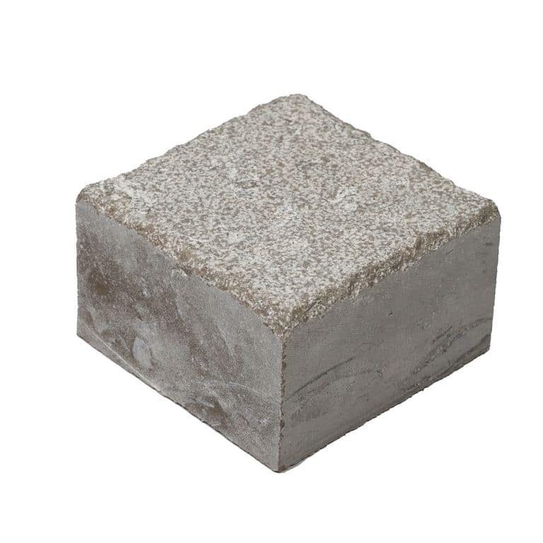 Oblique image for Blue Harbor Limestone Cobblestone - Square - Shotblasted. The surface finish shown is . The dominant color shown is gray.