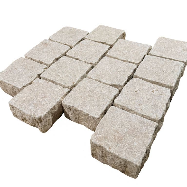  Mountain Hard Beige Limestone - Flamed &amp; Tumbled Cobblestone