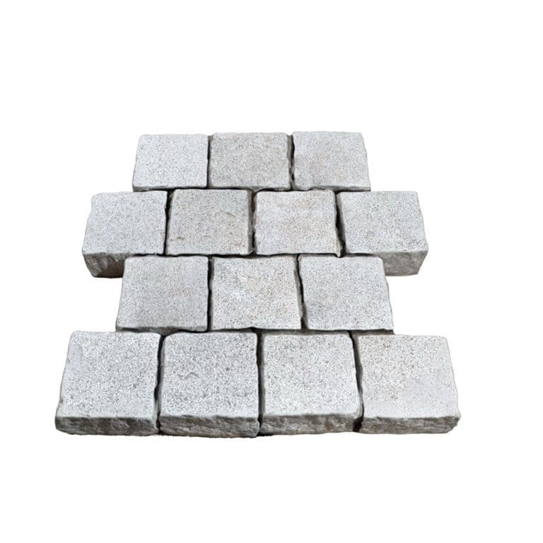 Mountain Hard Beige Limestone - Bush Hammered &amp; Tumbled Cobblestone