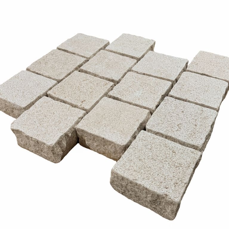  Mountain Hard Beige Limestone - Bush Hammered &amp; Tumbled Cobblestone