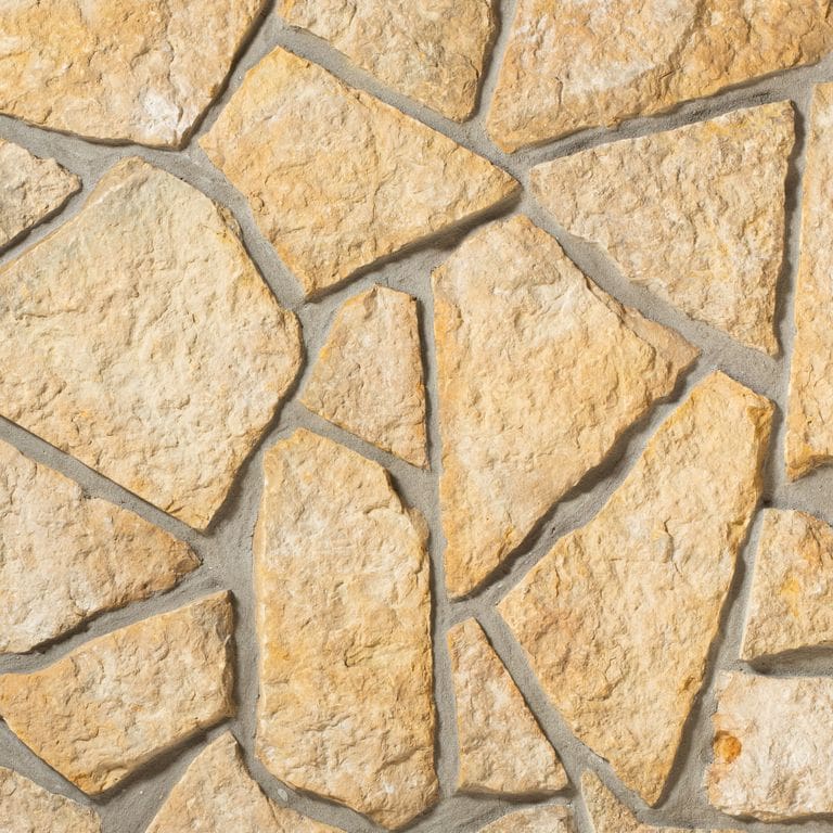 Color/Finish variation image for Golden Buff Limestone - Veneer. The surface finish shown is . Dominant colors shown are beige, yellow and tan. The color mix creates a warm feeling.