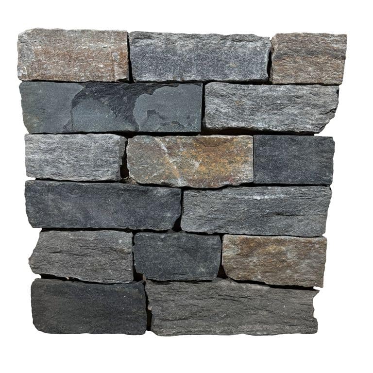 Application image for Vermont Granite Blend - Thin Veneer. The surface finish shown is split-face. Dominant colors shown are black, gray and tan. The color mix creates a warm feeling.
