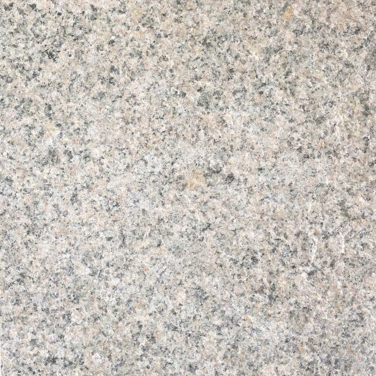 Swatch image cropped for Cape Neddick Clear Granite - Wallstone. The surface finish shown is flamed. Dominant colors shown are beige, gray and white; with pink and cream secondaries. Speckled color pattern.