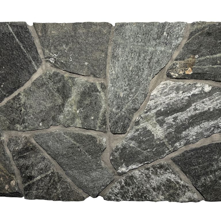 Application image for Greenwich Gray Granite - Thin Veneer. The surface finish shown is . Dominant colors shown are black, green and gray. The color mix creates a cool feeling.