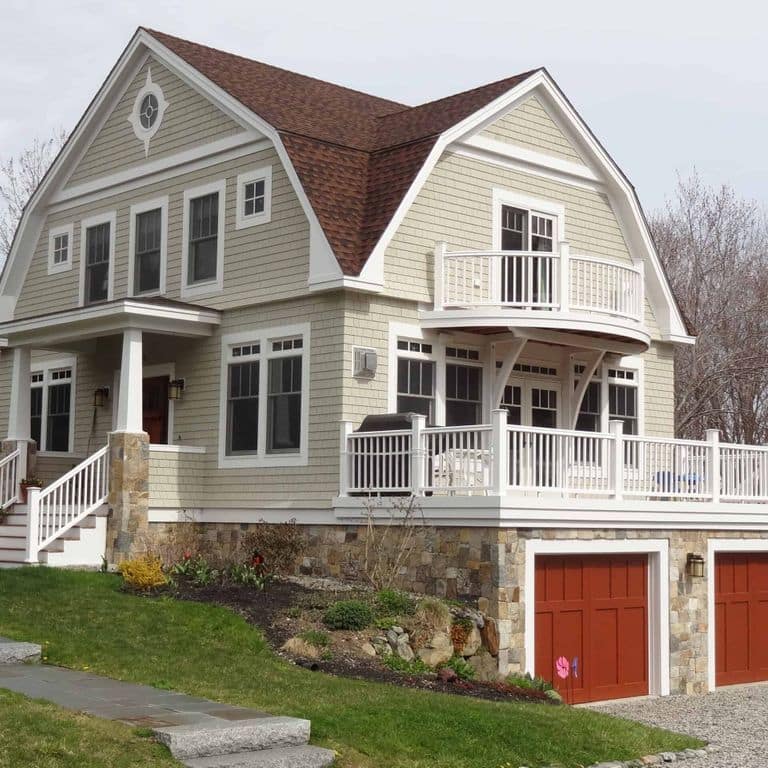 Feature image for Boston Blend Granite Veneer - Square and Rectangles. The image shows this product being used in a full bed veneer application. The surface finish shown is . Dominant colors shown are brown, gray and tan. The color mix creates a warm feeling.