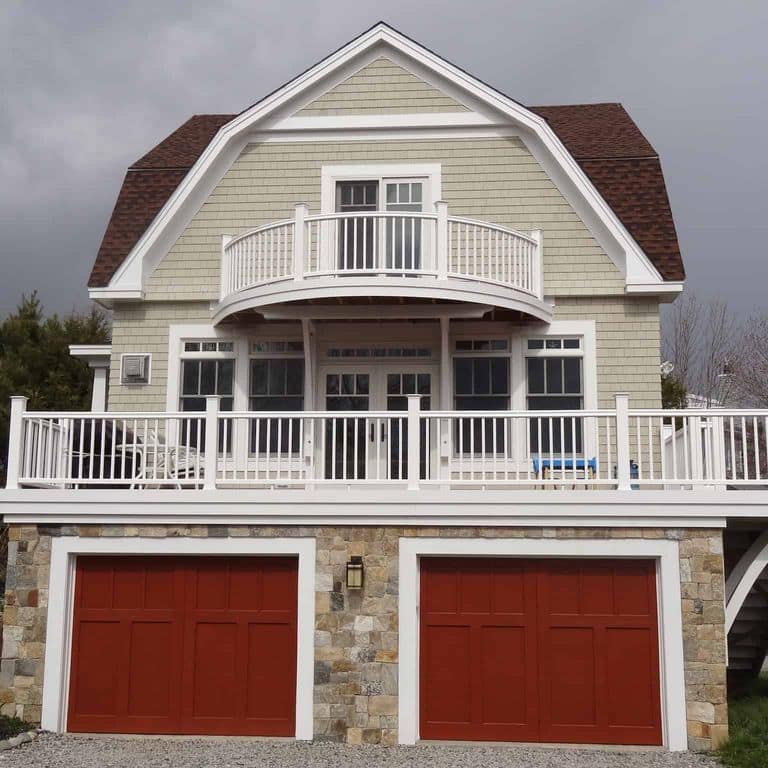 Application image for Boston Blend Granite Veneer - Square and Rectangles. The image shows this product being used in a full bed veneer application. The surface finish shown is . Dominant colors shown are gray and tan. The color mix creates a warm feeling.