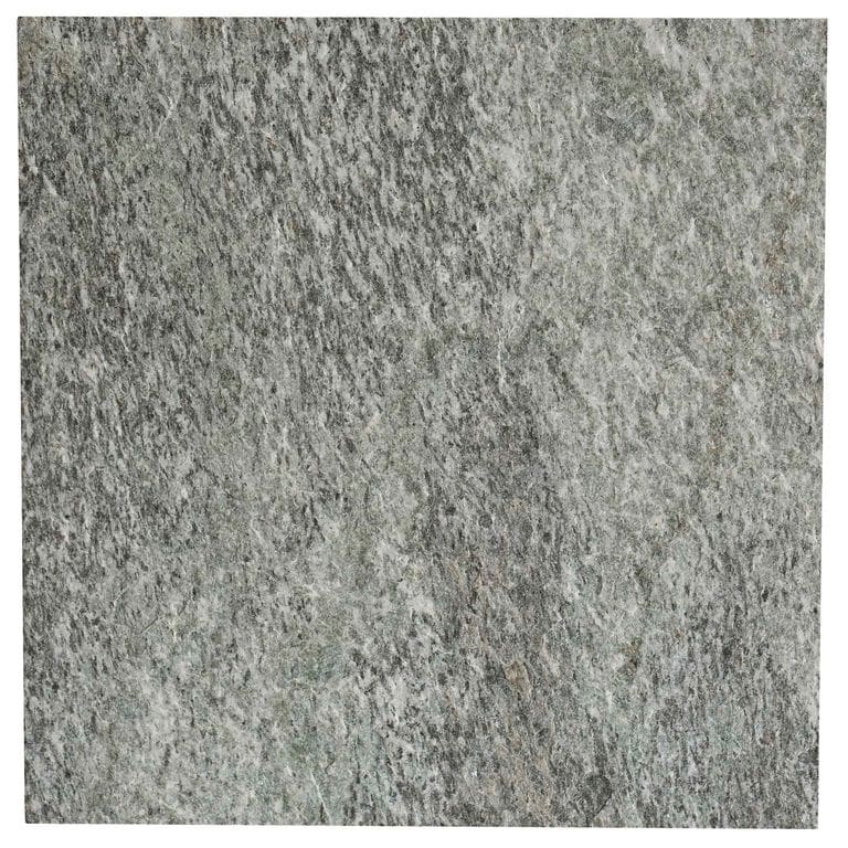 Color/Finish variation image for Granite - Mystic Mountain- Dimensional Cut Pavers. Dominant colors shown are green and gray; with beige and white secondaries. Exhibits "movement" and the color mix creates a cool feeling. Regular, speckled, streaked and cloudy color patterns.