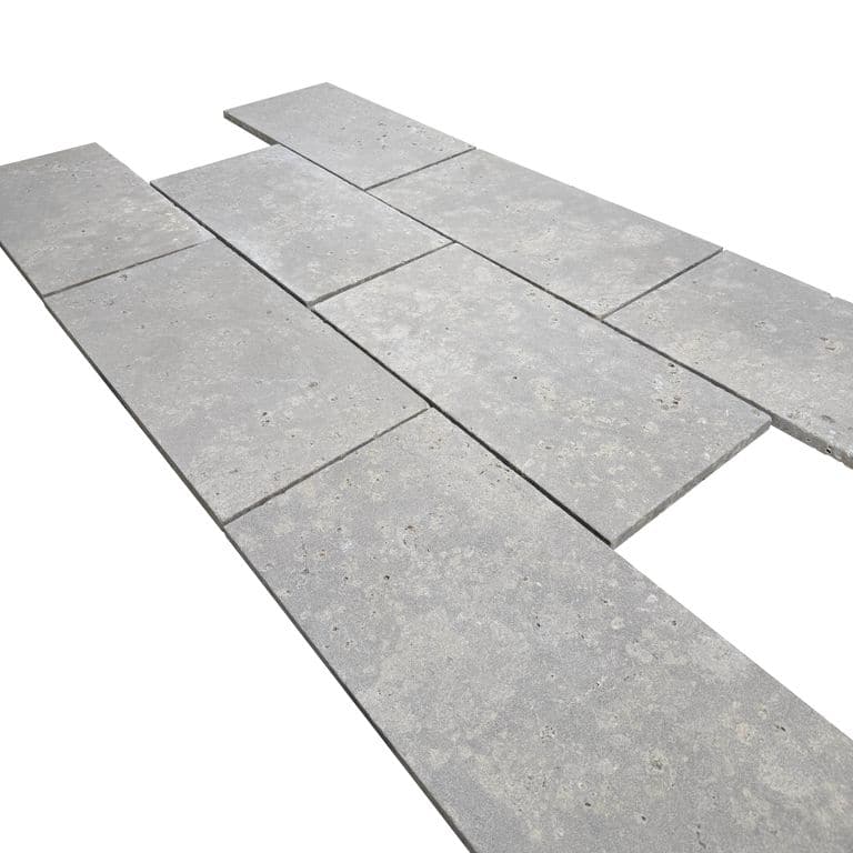 Color/Finish variation image for COPY - Bavarian Dolomite Gray Limestone - Pavers. The surface finish shown is . Dominant colors shown are gray and tan.