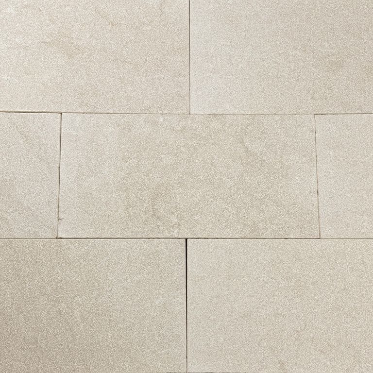 Color/Finish variation image for Mediterranean Cream Limestone - Pavers. The surface finish shown is sand blasted. The dominant color shown is beige. The color mix creates a warm feeling.