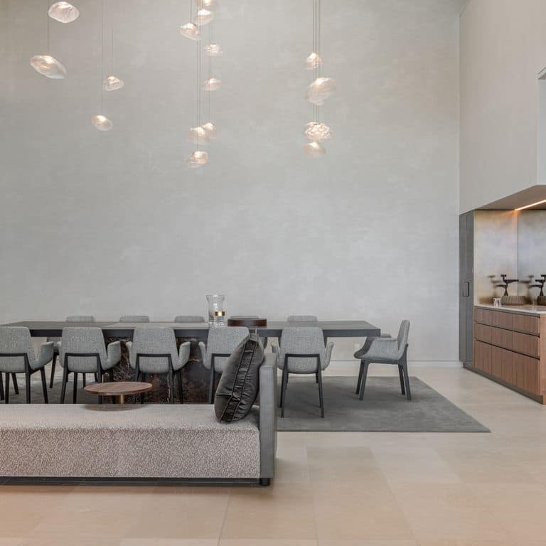 Application image for Moon Beige Limestone - Interior Floor. The image shows this product being used in an interior floor application. The surface finish shown is . Dominant colors shown are beige and cream. The color mix creates a warm feeling.