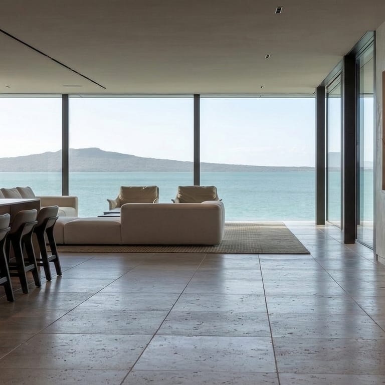 Application image for Moon Beige Limestone - Interior Floor. The image shows this product being used in an interior floor application. The surface finish shown is . Dominant colors shown are beige and tan. The color mix creates a warm feeling.