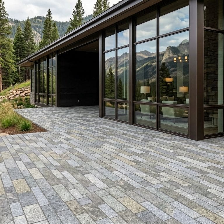 Application image for Heritage Plank Granite - Full Color - Planks. The image shows this product being used in a patio pavers application. The surface finish shown is split-face. The dominant color shown is gray.