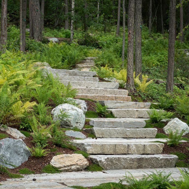 Reclaimed First Generation Curbstone - Textured Riser and Tread Steps