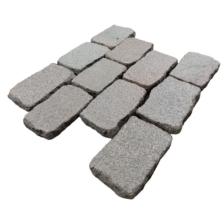 Application image for Reclaimed Swedish Granite Cobblestones - Flat Surface. The surface finish shown is flamed. The dominant color shown is gray. The color mix creates a cool feeling.