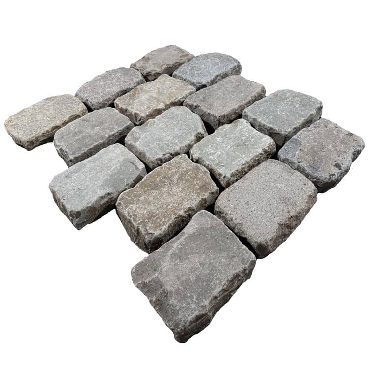Application image for Reclaimed European Sandstone Cobblestones - Rectangle - Worn Surface. The surface finish shown is . Dominant colors shown are gray and tan.