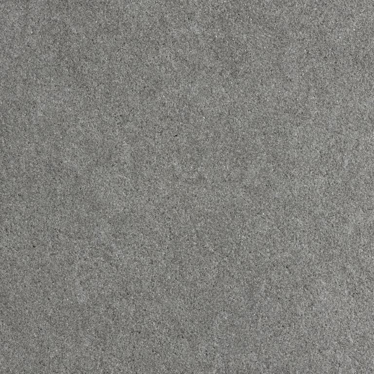 Color/Finish variation image for Italian Bluestone Pavers. The surface finishes shown are brushed and sand blasted. The dominant color shown is gray; with brown, green and purple secondaries. The color mix creates a cool feeling. Fine speckled color pattern.