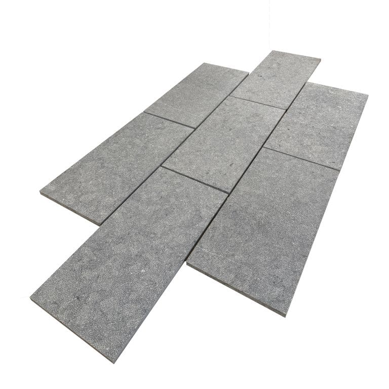 Color/Finish variation image for Belgian Bluestone - Pavers. The surface finish shown is . The dominant color shown is gray. The color mix creates a cool feeling.