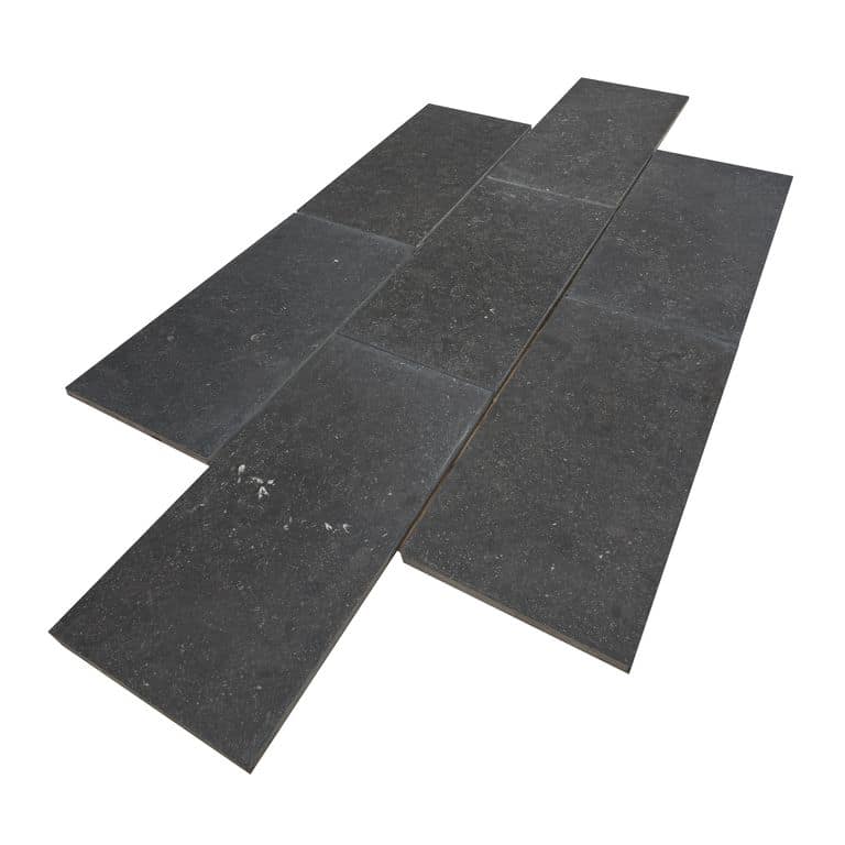 Color/Finish variation image for Belgian Bluestone - Pavers. The surface finish shown is . Dominant colors shown are black and gray. The color mix creates a cool feeling.