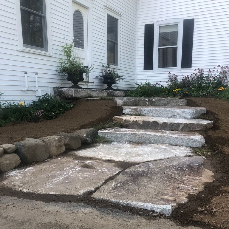 The image shows this product being used for path pavers and monolithic steps.