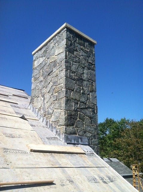 The image shows this product being used for full bed veneer and chimney.