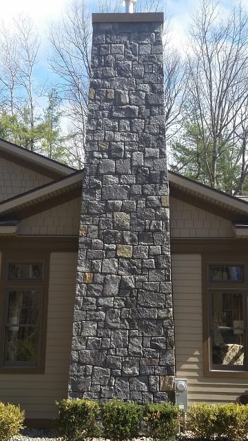 The image shows this product being used for full bed veneer and chimney.