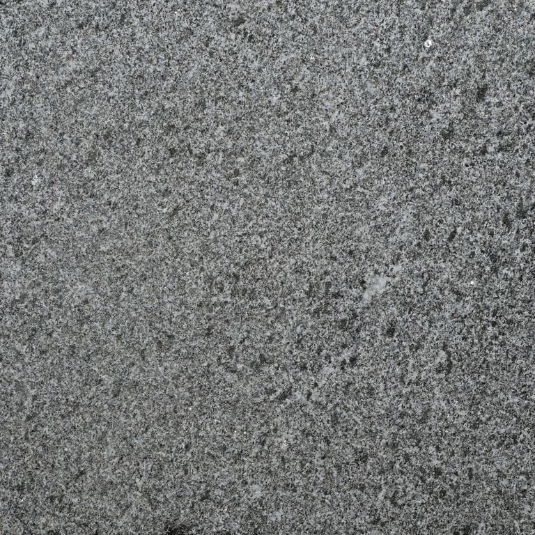 Color/Finish variation image for Republic Black Granite  - Treads. The surface finish shown is sand blasted. Dominant colors shown are black and gray. The color mix creates a cool feeling.