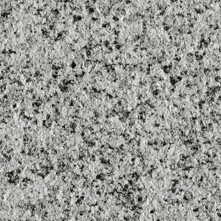 Close-up image for Gray Ariz Granite - Pavers. The surface finish shown is sand blasted. The dominant color shown is gray; with beige, black, green and white secondaries. The color mix creates a cool feeling. Speckled and coarse speckled color patterns. Contains some mica and mineral inclusions.
