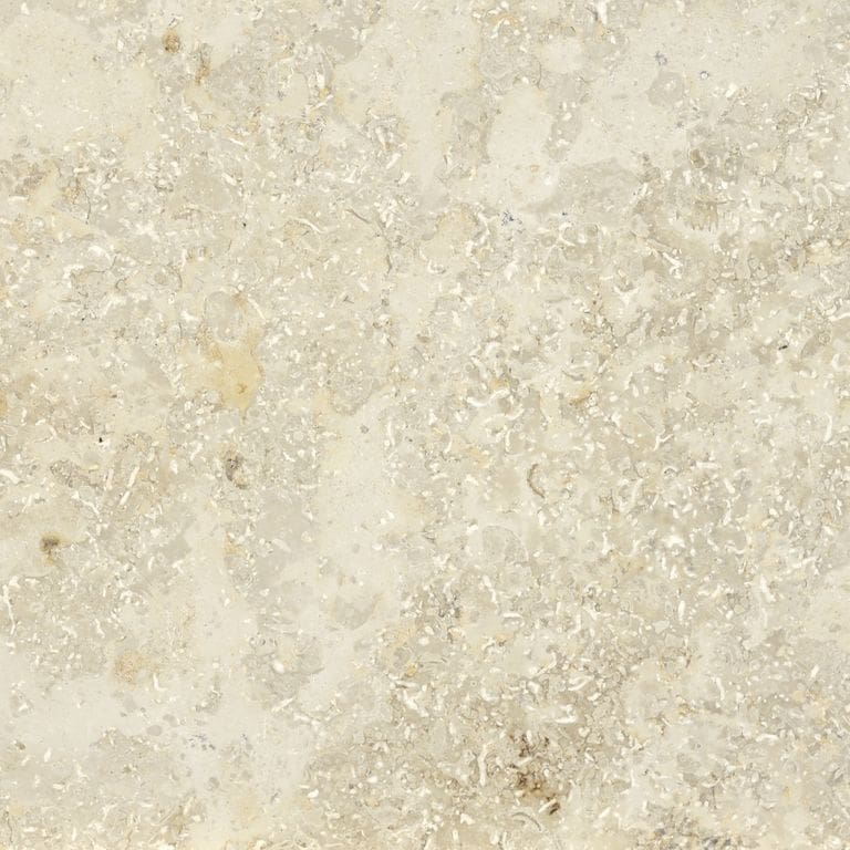 Color/Finish variation image for Bavarian Limestone - Beige - Interior Floor. The surface finish shown is honed. Dominant colors shown are beige, tan and cream. The color mix creates a warm feeling. Blotched and swirled color patterns.