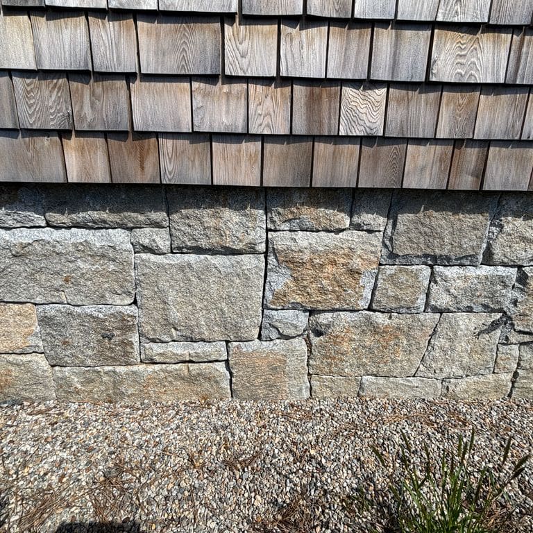 Application image for Reclaimed Granite - Thin Veneer. The image shows this product being used in a thin veneer application. The surface finish shown is . The dominant color shown is gray. The color mix creates a warm feeling.