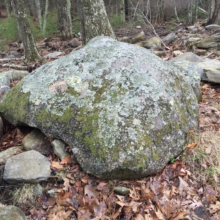 Application image for New England Fieldstone Boulders &amp; Ledgestone - Jumbo Boulders. The surface finish shown is weathered. The dominant color shown is gray. The color mix creates a warm feeling.