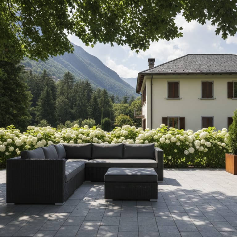 Application image for Bavarian Dolomite Gray Limestone - Pavers. The image shows this product being used in a patio pavers application. The surface finish shown is . Dominant colors shown are beige, tan and cream. The color mix creates a warm feeling.