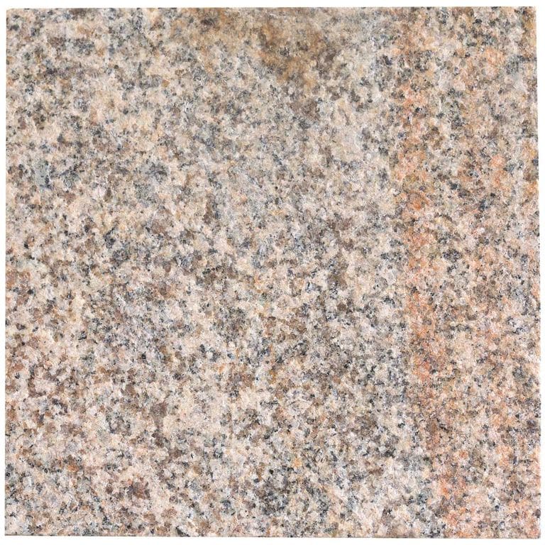 Color/Finish variation image for Cape Neddick Granite Full Color - Live Edge Steps. Dominant colors shown are beige, gray, orange/rust and tan; with brown, pink, white and cream secondaries. Exhibits "movement" and the color mix creates a warm feeling. Speckled, coarse speckled, blotched and streaked color patterns.