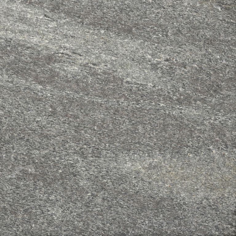 Swatch image cropped for Mystic Mountain Live Edge Steps. The surface finish shown is flamed. The dominant color shown is gray; with beige, green, purple and white secondaries. Exhibits "movement". Fine speckled and streaked color patterns.