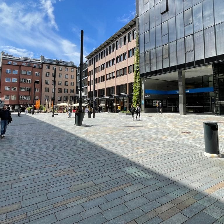 Application image for Pietra Italia Gneiss - Natural Cleft Pavers. The image shows this product being used in a public area application. The dominant color shown is gray.