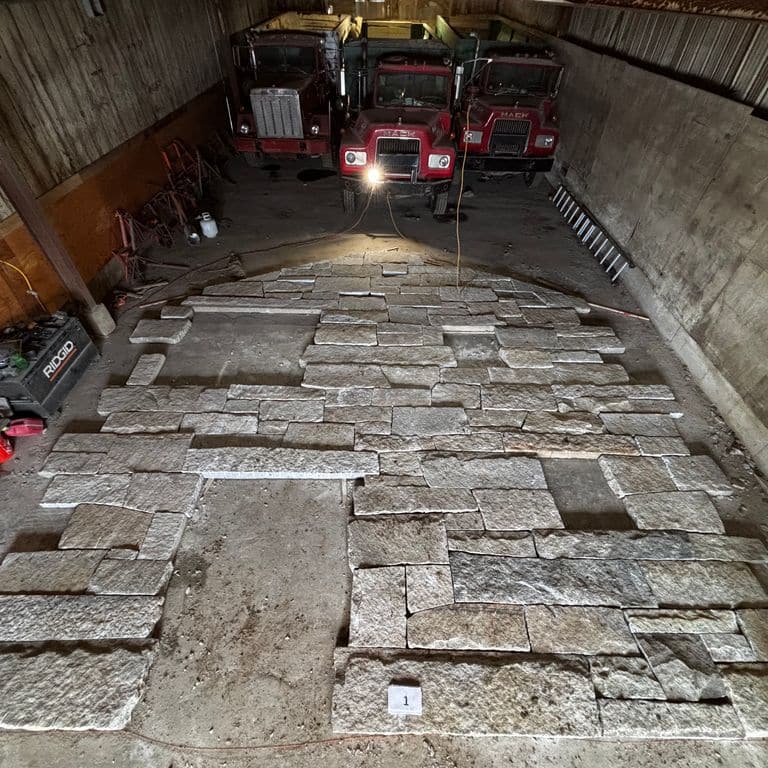 Application image for Reclaimed Granite Curbstone - Full Bed Veneer. The surface finish shown is . The dominant color shown is gray. The color mix creates a warm feeling.