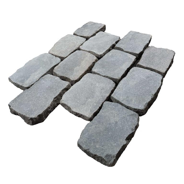 Application image for Reclaimed European Porphyry Cobblestones - Rectangle - Flat Surface. The surface finish shown is sawn. The dominant color shown is gray.