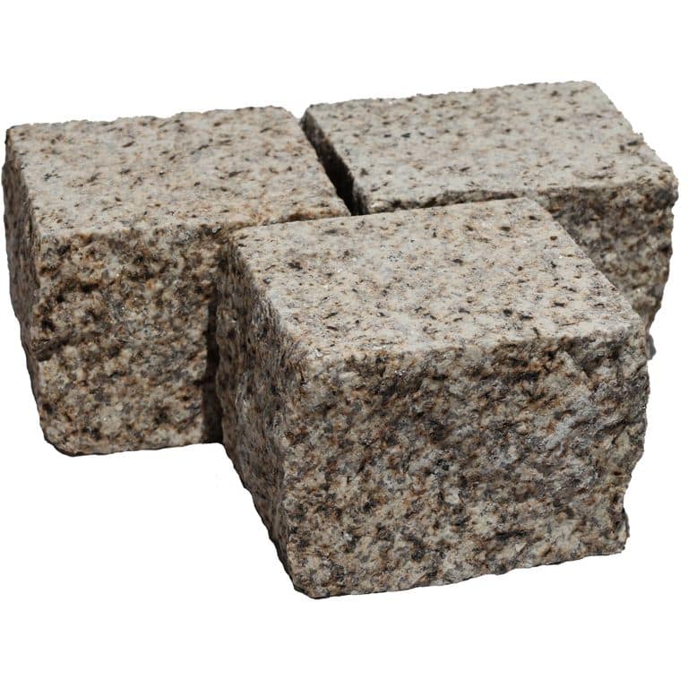 Application image for Yellow Oat Granite - Cobblestones. The surface finish shown is sand blasted. Dominant colors shown are yellow and cream. The color mix creates a warm feeling.