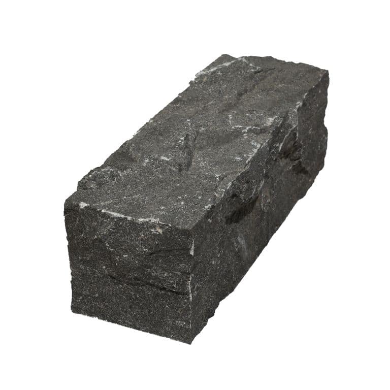 Oblique image for Limestone - Highland Cobblestones - Rectangle - Split Top, Split Sides. The surface finish shown is split-face. The dominant color shown is gray. The color mix creates a cool feeling.