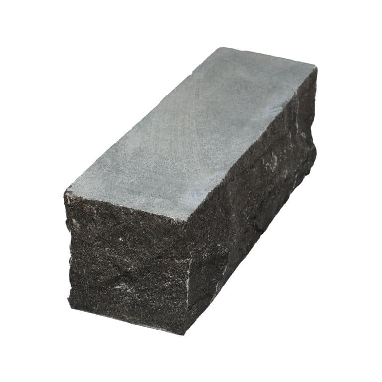 Oblique image for Highland Limestone Cobblestones - Rectangle - Sawn Top, Split Sides. The surface finish shown is sawn. The dominant color shown is gray. The color mix creates a cool feeling.