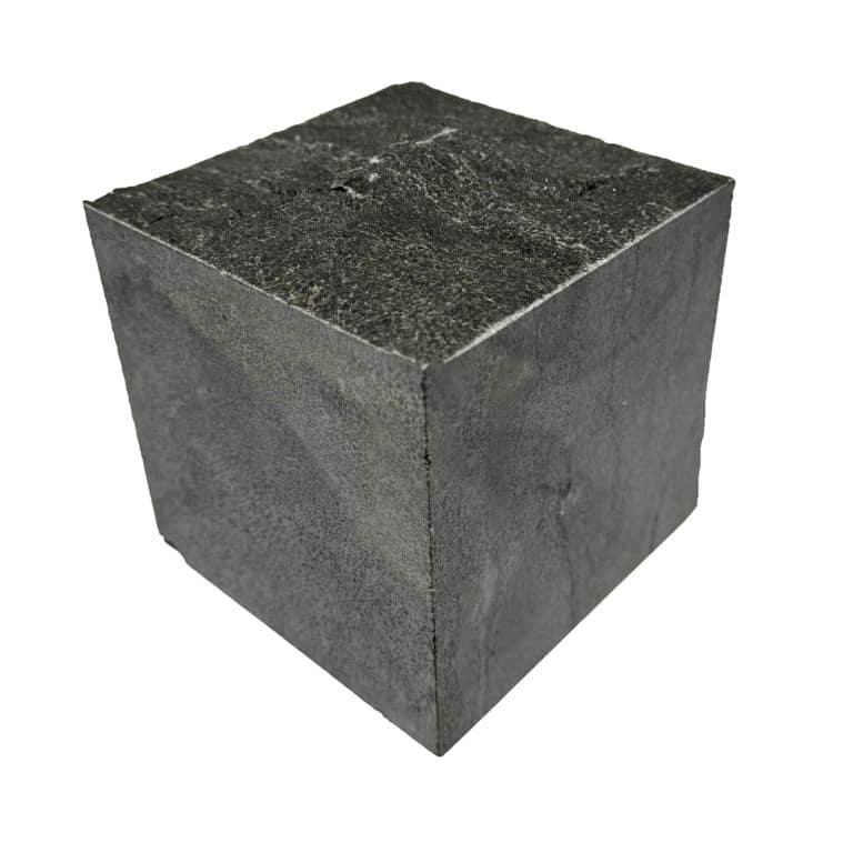 Oblique image for Limestone - Highland Cobblestones - Square - Split Top, Sawn Sides. The surface finish shown is split-face. The dominant color shown is black. The color mix creates a cool feeling.