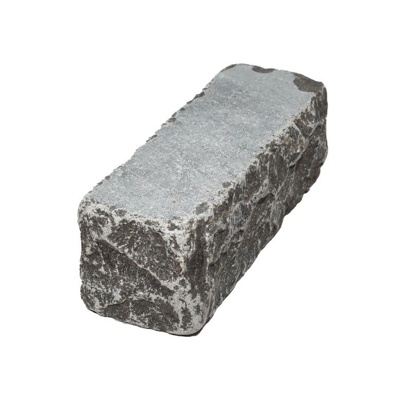 Oblique image for Highland Limestone Cobblestones - Rectangle - Sawn &amp; Tumbled Top, Split &amp; Tumbled Sides. The surface finish shown is . The dominant color shown is gray. The color mix creates a cool feeling.