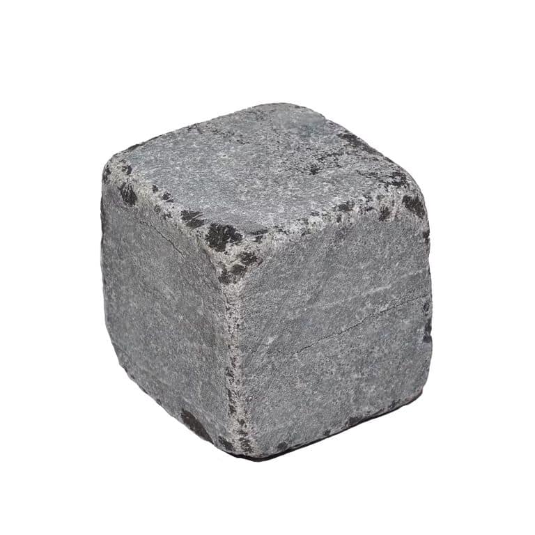 Oblique image for Highland Limestone Cobblestones - Square - Sawn &amp; Tumbled Top, Sawn &amp; Tumbled Sides. The surface finish shown is . The dominant color shown is gray. The color mix creates a cool feeling.