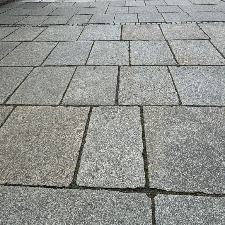 Feature image for Granite - Reclaimed Berlin Sidewalk Stones. The image shows this product being used in a patio pavers application. The surface finish shown is . The dominant color shown is gray. The color mix creates a cool feeling.