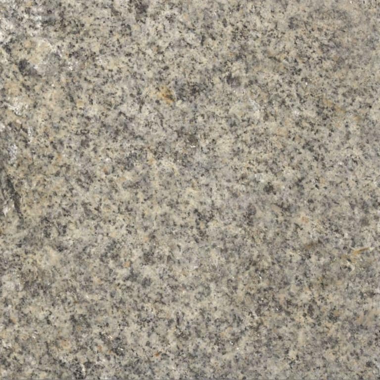 Color/Finish variation image for Granite - Reclaimed Footworn - Interior Plank Paver. Dominant colors shown are green, gray and tan; with beige, brown, orange/rust and purple secondaries. The color mix creates a warm feeling. Coarse speckled color pattern.