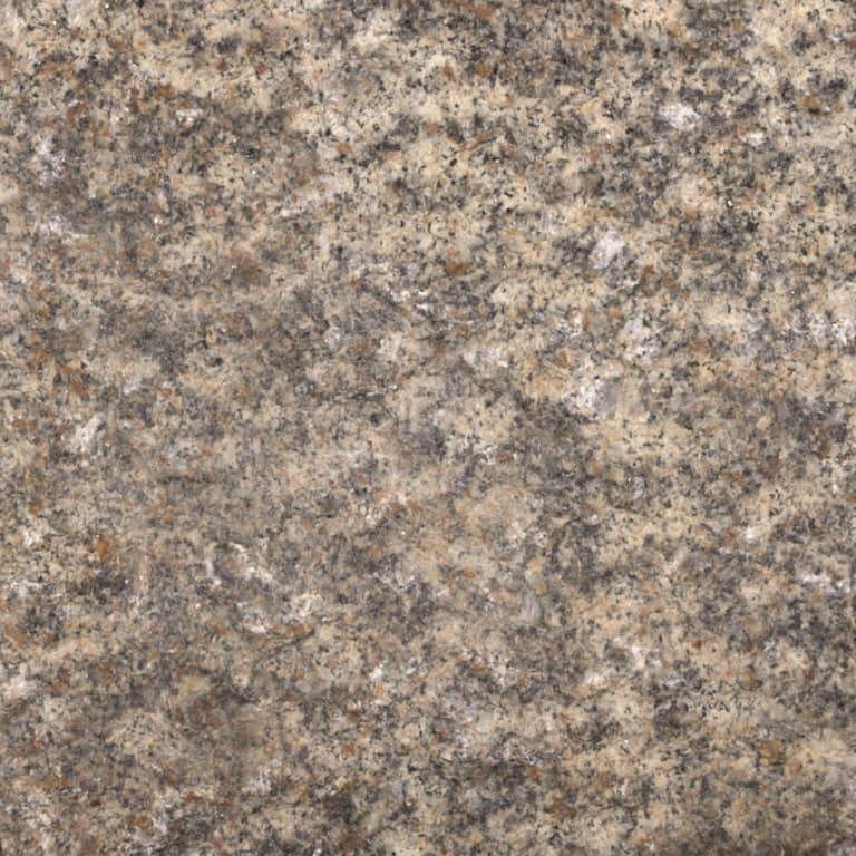 Color/Finish variation image for Granite - Reclaimed Footworn - Interior Plank Paver. Dominant colors shown are brown and tan; with beige, gray, orange/rust and purple secondaries. The color mix creates a warm feeling. Coarse speckled and blotched color patterns.