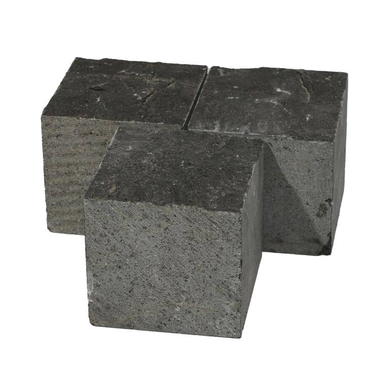 Nordic Black Basalt Cobblestones - Cubes - Split Top, Sawn Sides