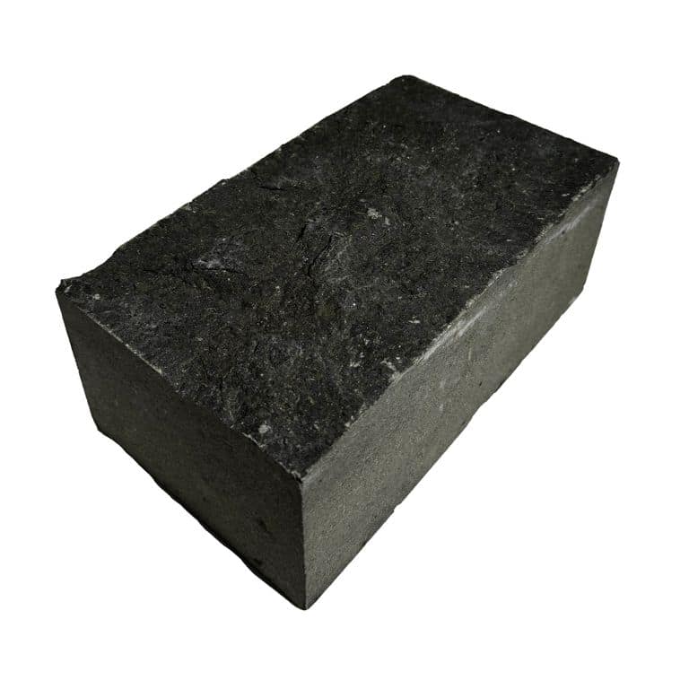 Oblique image for Basalt - Nordic Black - Cobblestones. The surface finish shown is split-face. The dominant color shown is black. The color mix creates a cool feeling.