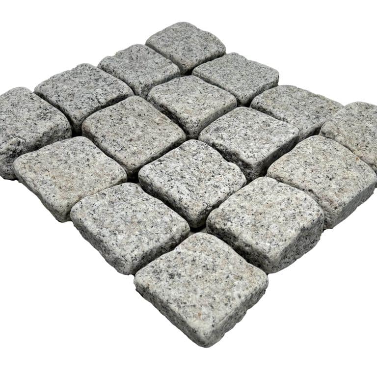 Application image for Salt &amp; Pepper Granite - Tumbled Cobblestones. The surface finish shown is . The dominant color shown is gray. The color mix creates a cool feeling.