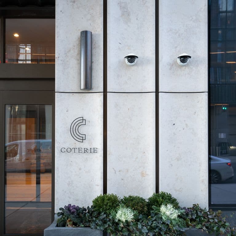 Application image for Bavarian Beige Limestone - Wall Cladding. The image shows this product being used for full bed veneer and thin veneer. The surface finish shown is honed. Dominant colors shown are beige and cream. The color mix creates a cool feeling.